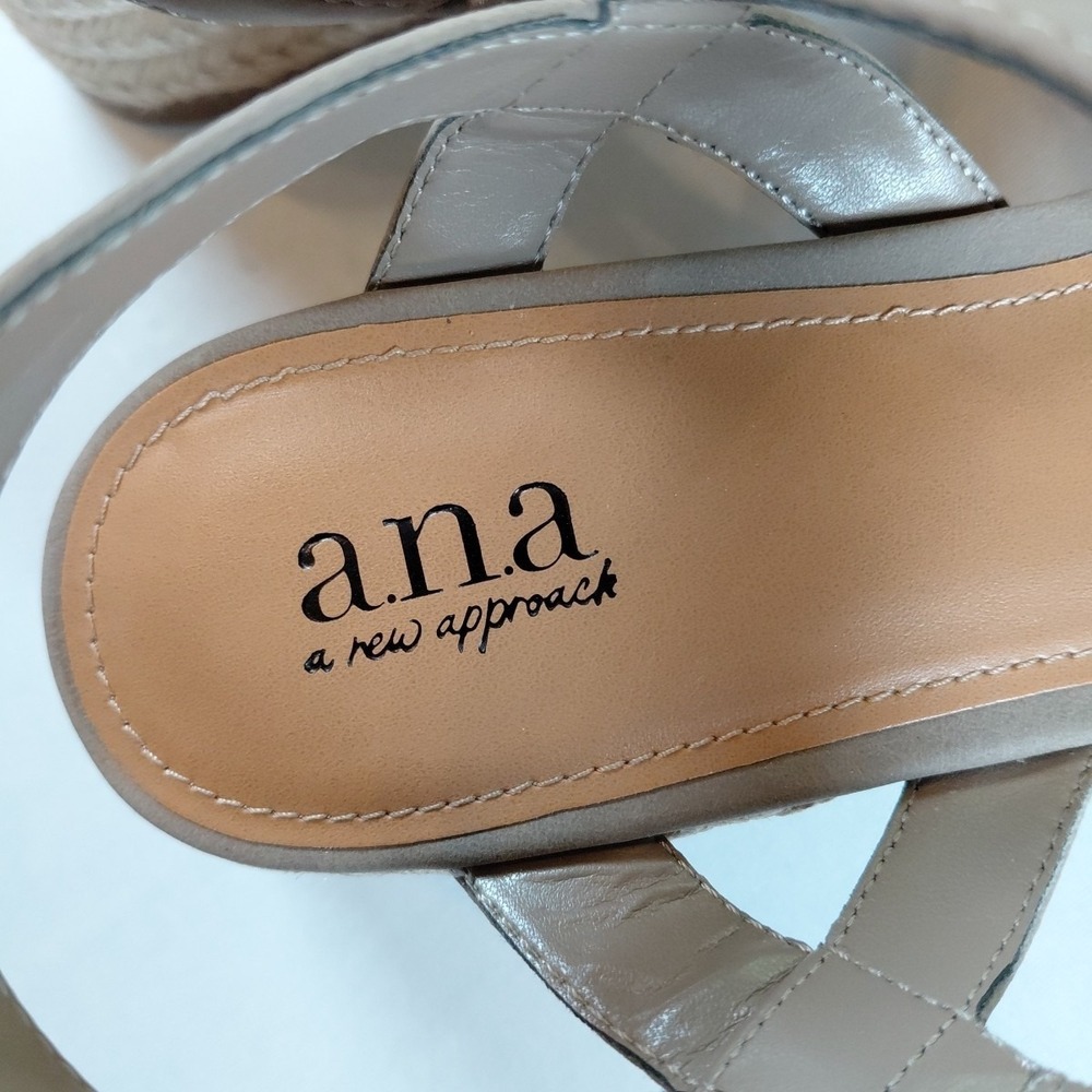 A.N.A Ana Eloise 8M Espadrille Wedge Sandals Ankle Strap Crossband Light Brown - Picture 10 of 11